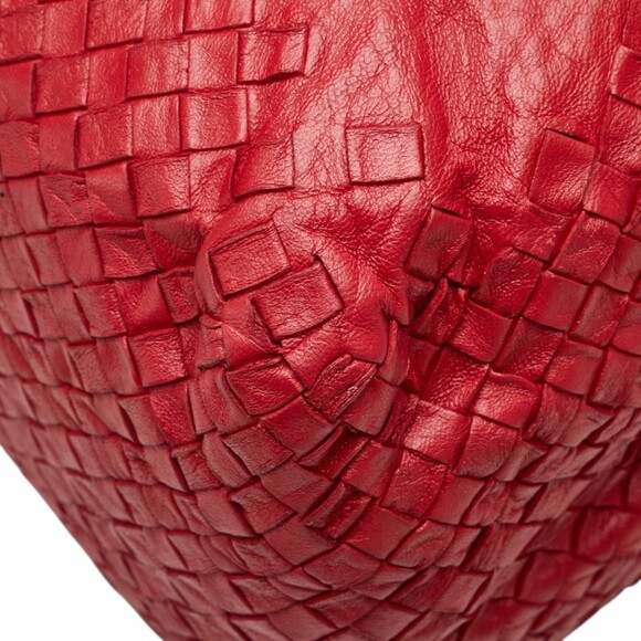 BOTTEGA VENETA Red Leather Intrecciato Tote Bag